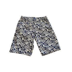 Tommy Bahama Flat Front Shorts Tropical Women’s Navy White Floral Hawaiian